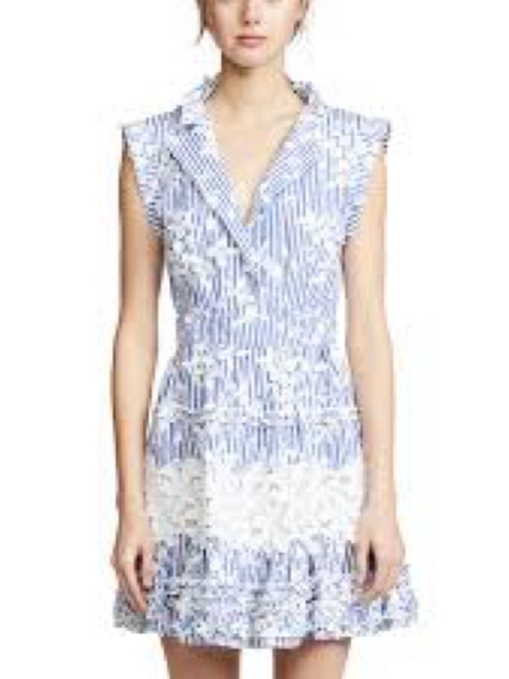 Alexis Blue and White Striped Floral Mini Dress